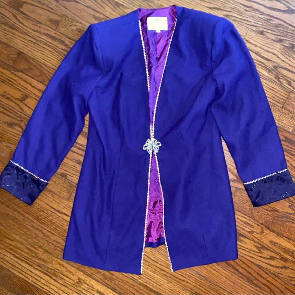Vintage Embellished brooch Button Jacket Top 12